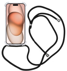 Nomfy Nomfy iPhone 15 Plus Hoesje Transparant Shockproof Met Zwart Koord