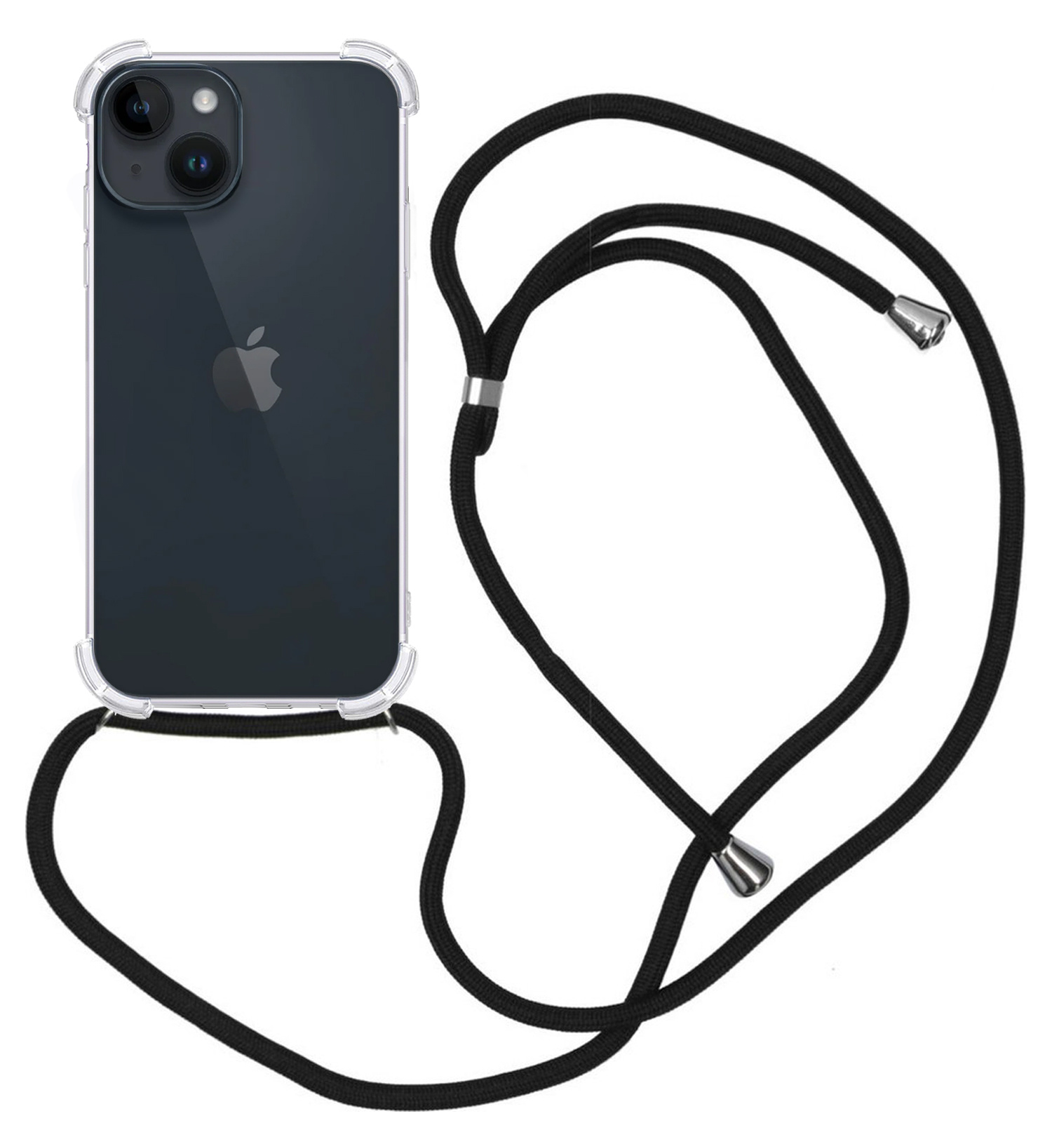 Nomfy Hoesje Geschikt voor iPhone 15 Plus Hoesje Shock Proof Transparant Met Telefoonketting Case Shock Koord - Hoesje Geschikt voor iPhone 15 Plus Shock Proof Case Met Koord - Transparant