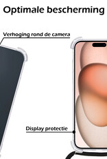 Nomfy Hoesje Geschikt voor iPhone 15 Plus Hoesje Shock Proof Transparant Met Telefoonketting Case Shock Koord - Hoesje Geschikt voor iPhone 15 Plus Shock Proof Case Met Koord - Transparant