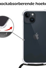 Nomfy Hoesje Geschikt voor iPhone 15 Plus Hoesje Shock Proof Transparant Met Telefoonketting Case Shock Koord - Hoesje Geschikt voor iPhone 15 Plus Shock Proof Case Met Koord - Transparant