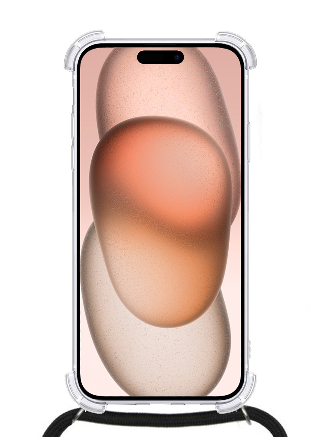 Nomfy Hoesje Geschikt voor iPhone 15 Plus Hoesje Shock Proof Transparant Met Telefoonketting Case Shock Koord - Hoesje Geschikt voor iPhone 15 Plus Shock Proof Case Met Koord - Transparant