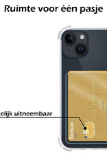 Nomfy Hoesje Geschikt voor iPhone 15 Hoesje Pasjeshouder Shockproof Pas Houder - Hoesje Geschikt voor iPhone 15 Hoes Met Kaarthouder - Transparant