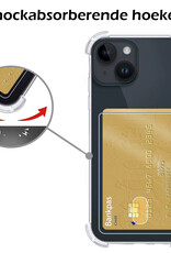 Nomfy Hoesje Geschikt voor iPhone 15 Hoesje Pasjeshouder Shockproof Pas Houder - Hoesje Geschikt voor iPhone 15 Hoes Met Kaarthouder - Transparant - 2 PACK