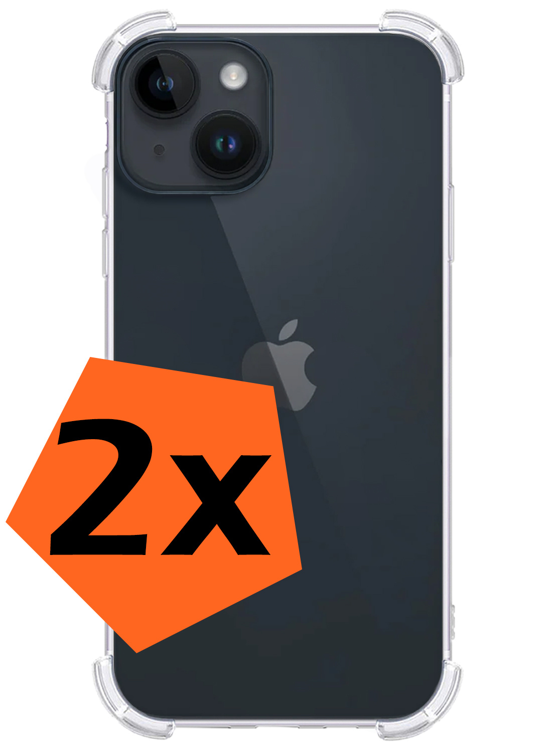 Nomfy Hoesje Geschikt voor iPhone 15 Plus Hoesje Pasjeshouder Shockproof Pas Houder - Hoesje Geschikt voor iPhone 15 Plus Hoes Met Kaarthouder - Transparant - 2 PACK