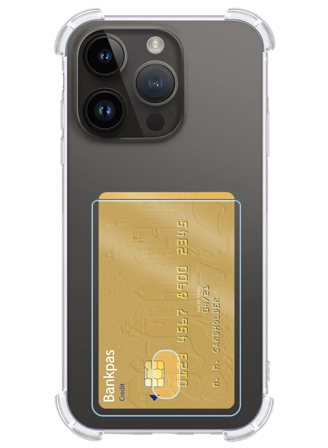 Nomfy Hoesje Geschikt voor iPhone 15 Pro Hoesje Pasjeshouder Shockproof Pas Houder - Hoesje Geschikt voor iPhone 15 Pro Hoes Met Kaarthouder - Transparant