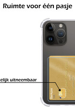 Nomfy Hoesje Geschikt voor iPhone 15 Pro Max Hoesje Pasjeshouder Shockproof Pas Houder - Hoesje Geschikt voor iPhone 15 Pro Max Hoes Met Kaarthouder - Transparant