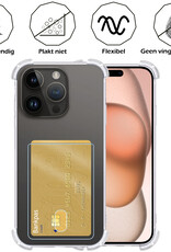 Nomfy Hoesje Geschikt voor iPhone 15 Pro Max Hoesje Pasjeshouder Shockproof Pas Houder - Hoesje Geschikt voor iPhone 15 Pro Max Hoes Met Kaarthouder - Transparant