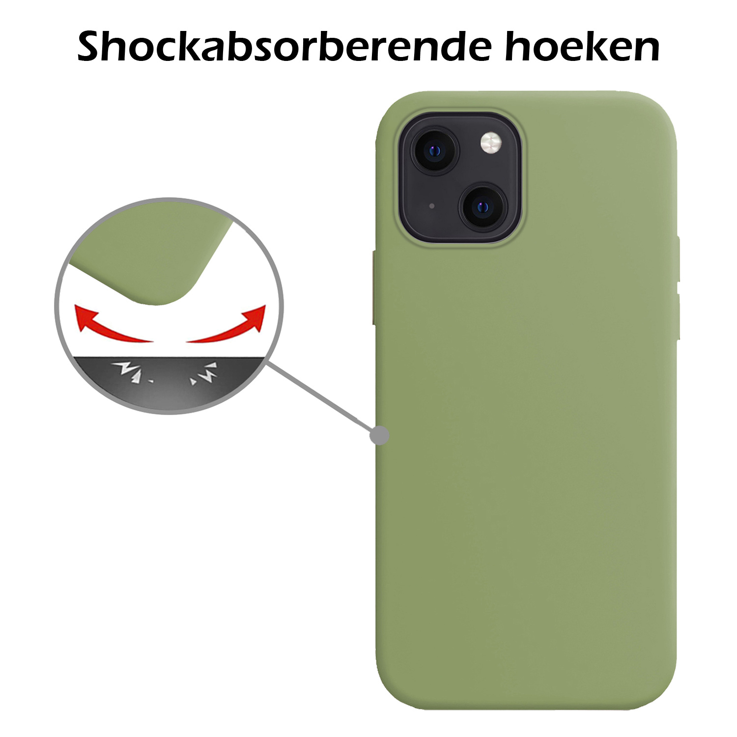 Nomfy Hoesje Geschikt voor iPhone 15 Hoesje Siliconen Cover Case - Hoes Geschikt voor iPhone 15 Hoes Back Case - 2-PACK - Groen