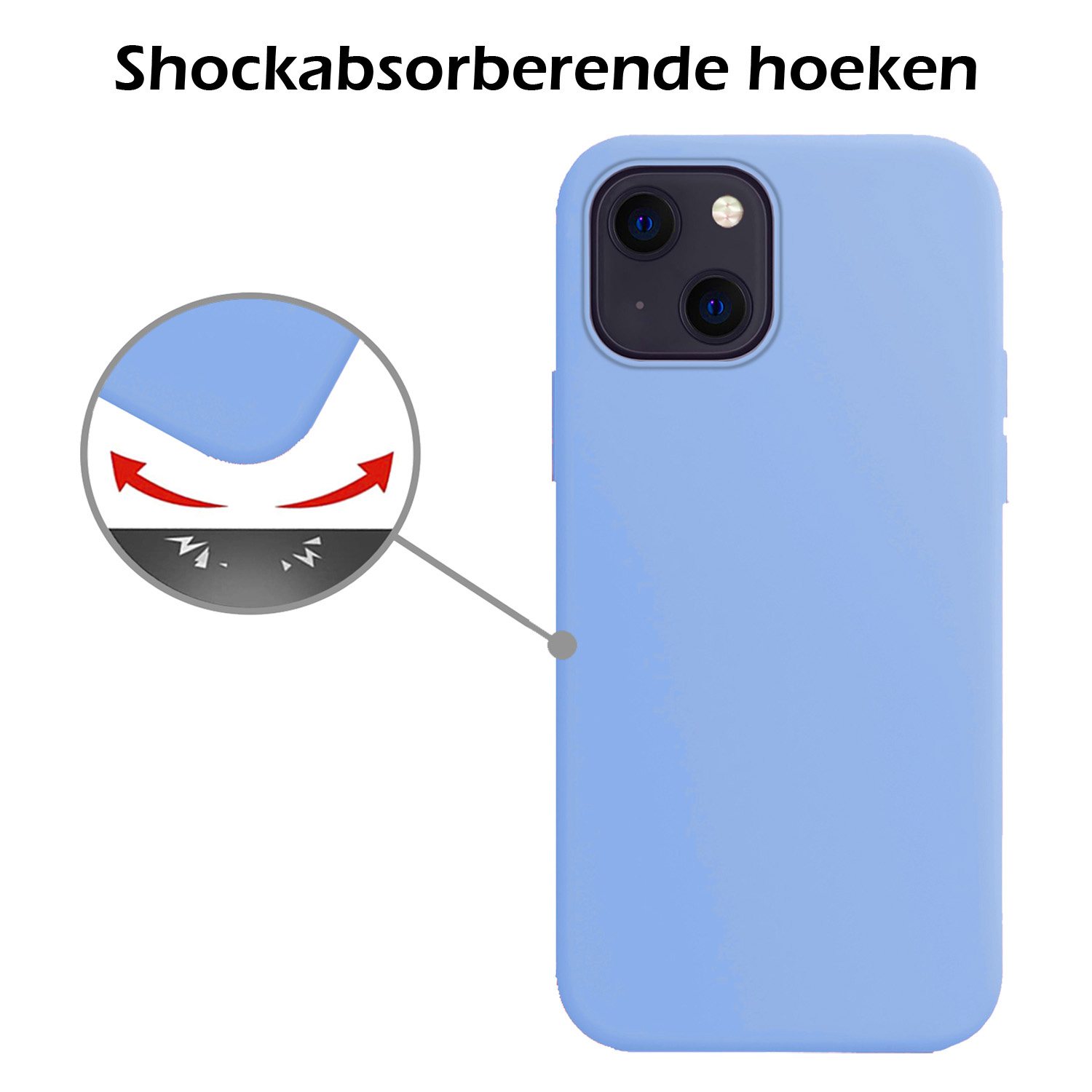 Nomfy Hoesje Geschikt voor iPhone 15 Hoesje Siliconen Cover Case - Hoes Geschikt voor iPhone 15 Hoes Back Case - 2-PACK - Lichtblauw