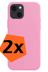 Nomfy Hoesje Geschikt voor iPhone 15 Hoesje Siliconen Cover Case - Hoes Geschikt voor iPhone 15 Hoes Back Case - 2-PACK - Lichtroze