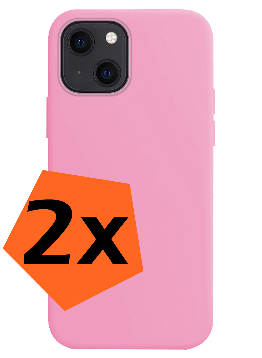 Nomfy Hoesje Geschikt voor iPhone 15 Hoesje Siliconen Cover Case - Hoes Geschikt voor iPhone 15 Hoes Back Case - 2-PACK - Lichtroze