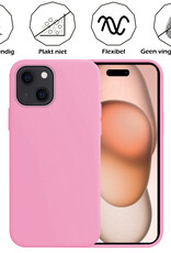 Nomfy Hoesje Geschikt voor iPhone 15 Hoesje Siliconen Cover Case - Hoes Geschikt voor iPhone 15 Hoes Back Case - 2-PACK - Lichtroze