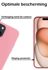 Nomfy Hoesje Geschikt voor iPhone 15 Hoesje Siliconen Cover Case - Hoes Geschikt voor iPhone 15 Hoes Back Case - 2-PACK - Lichtroze