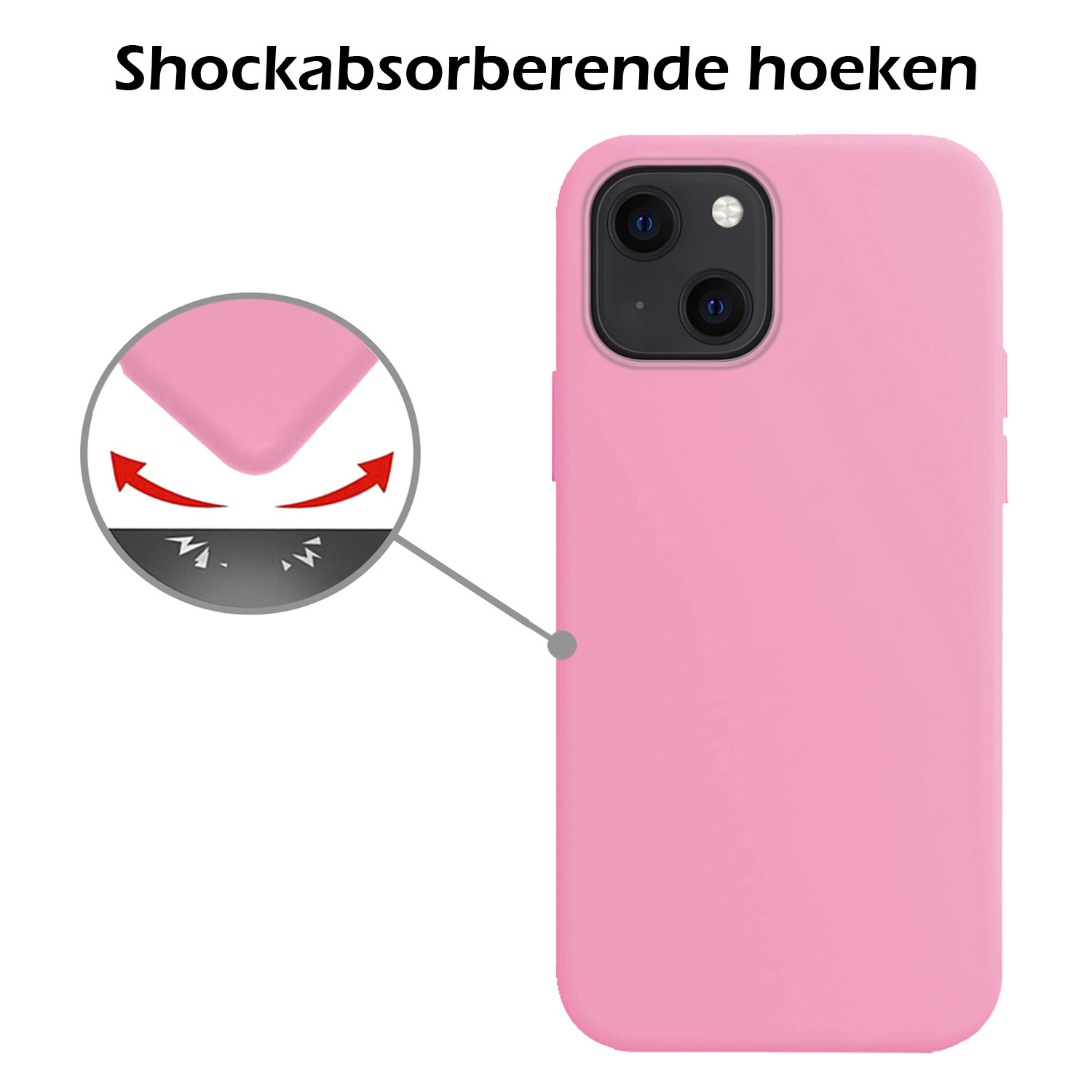 Nomfy Hoesje Geschikt voor iPhone 15 Hoesje Siliconen Cover Case - Hoes Geschikt voor iPhone 15 Hoes Back Case - 2-PACK - Lichtroze