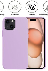 Nomfy Hoesje Geschikt voor iPhone 15 Hoesje Siliconen Cover Case - Hoes Geschikt voor iPhone 15 Hoes Back Case - 2-PACK - Lila