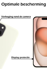 Nomfy Hoesje Geschikt voor iPhone 15 Hoesje Siliconen Cover Case - Hoes Geschikt voor iPhone 15 Hoes Back Case - 2-PACK - Wit