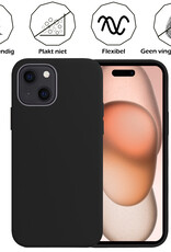 Nomfy Hoesje Geschikt voor iPhone 15 Hoesje Siliconen Cover Case - Hoes Geschikt voor iPhone 15 Hoes Back Case - 2-PACK - Zwart