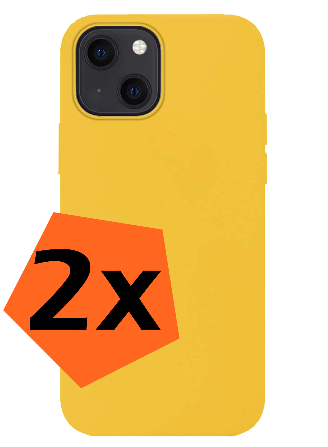 Nomfy Hoesje Geschikt voor iPhone 15 Plus Hoesje Siliconen Cover Case - Hoes Geschikt voor iPhone 15 Plus Hoes Back Case - 2-PACK - Geel