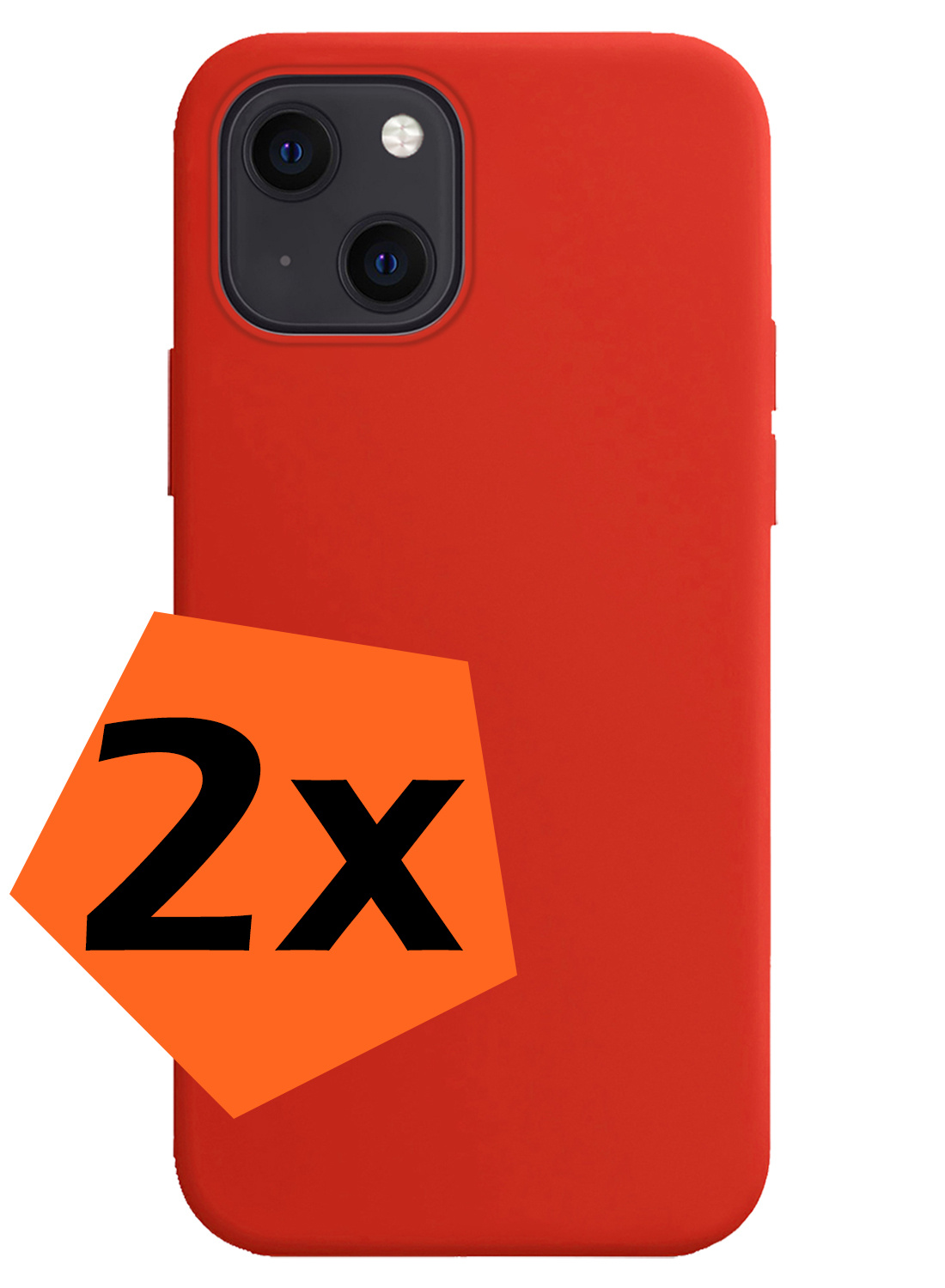 Nomfy Hoesje Geschikt voor iPhone 15 Plus Hoesje Siliconen Cover Case - Hoes Geschikt voor iPhone 15 Plus Hoes Back Case - 2-PACK - Rood