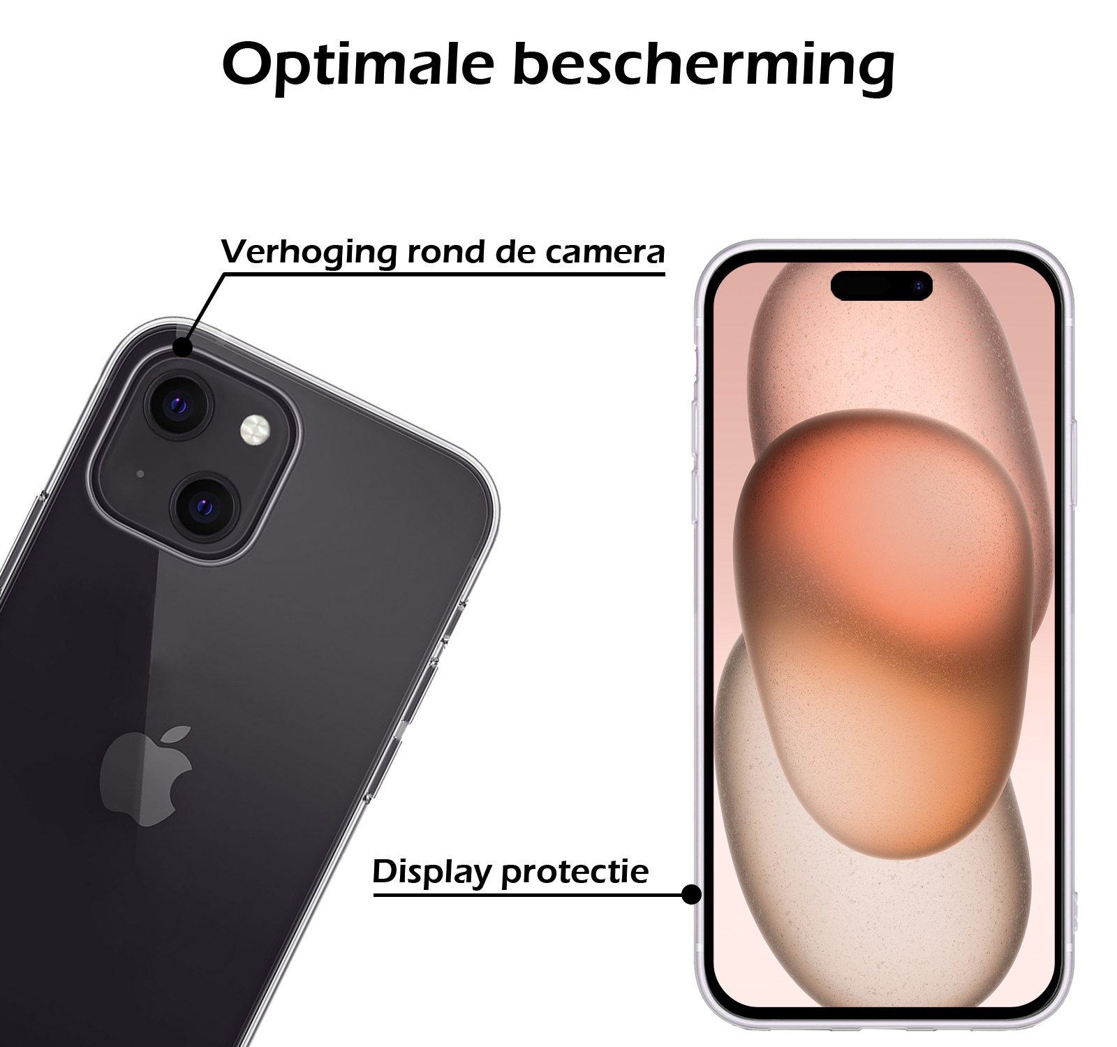 Nomfy Hoesje Geschikt voor iPhone 15 Plus Hoesje Siliconen Cover Case - Hoes Geschikt voor iPhone 15 Plus Hoes Back Case - 2-PACK - Transparant