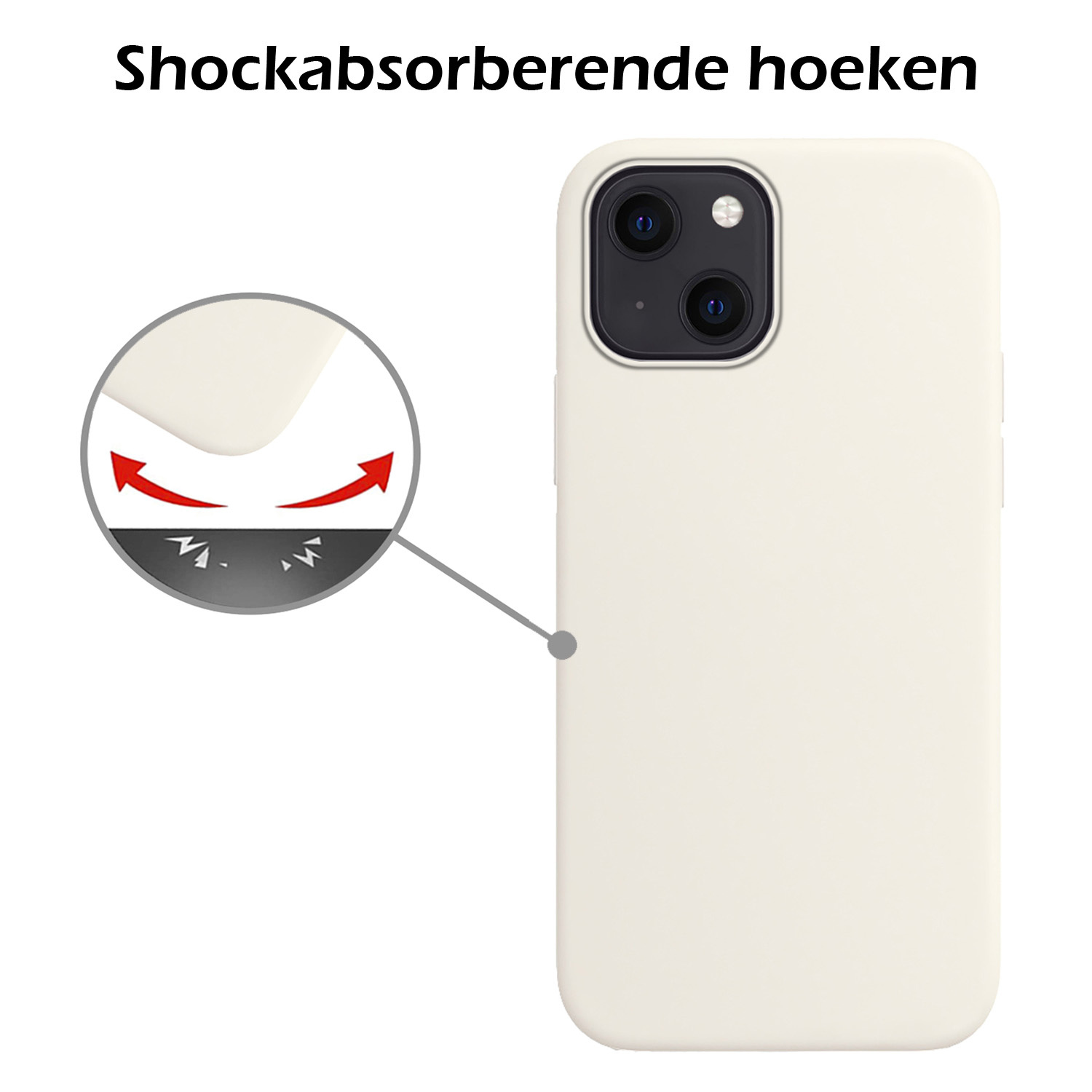 Nomfy Hoesje Geschikt voor iPhone 15 Plus Hoesje Siliconen Cover Case - Hoes Geschikt voor iPhone 15 Plus Hoes Back Case - 2-PACK - Wit