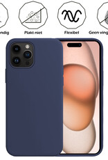 Nomfy Hoesje Geschikt voor iPhone 15 Pro Hoesje Siliconen Cover Case - Hoes Geschikt voor iPhone 15 Pro Hoes Back Case - Donkerblauw