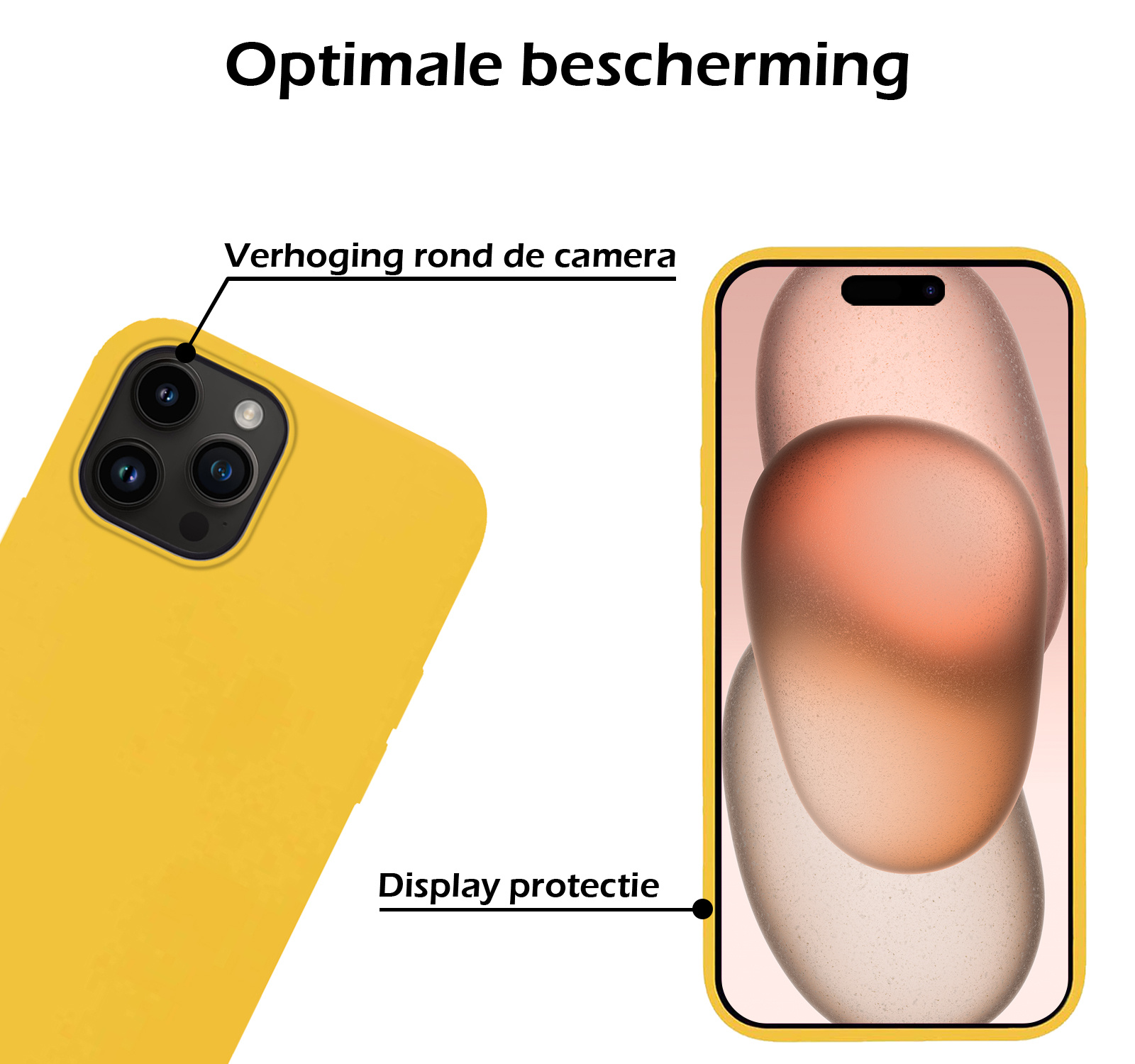 Nomfy Hoesje Geschikt voor iPhone 15 Pro Hoesje Siliconen Cover Case - Hoes Geschikt voor iPhone 15 Pro Hoes Back Case - Geel