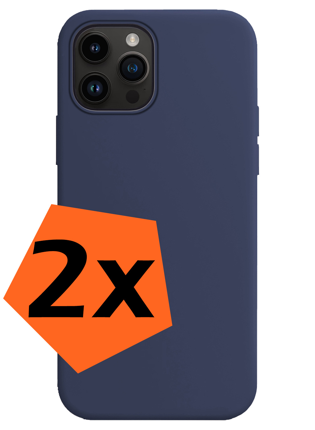 Nomfy Hoesje Geschikt voor iPhone 15 Pro Hoesje Siliconen Cover Case - Hoes Geschikt voor iPhone 15 Pro Hoes Back Case - 2-PACK - Donkerblauw