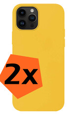 Nomfy Hoesje Geschikt voor iPhone 15 Pro Hoesje Siliconen Cover Case - Hoes Geschikt voor iPhone 15 Pro Hoes Back Case - 2-PACK - Geel