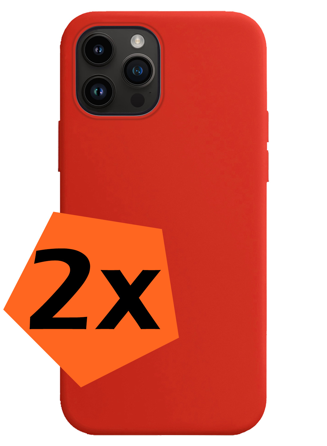 Nomfy Hoesje Geschikt voor iPhone 15 Pro Hoesje Siliconen Cover Case - Hoes Geschikt voor iPhone 15 Pro Hoes Back Case - 2-PACK - Rood