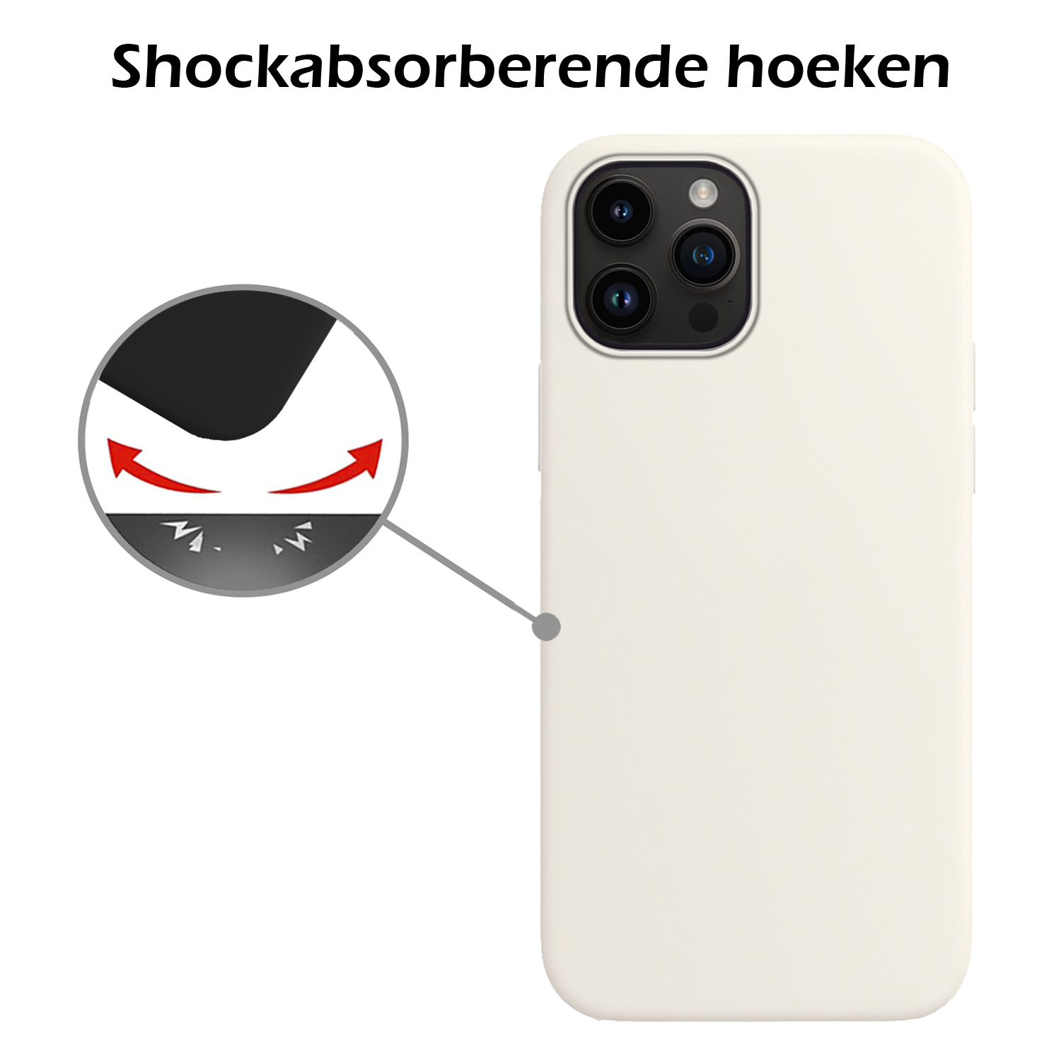 Nomfy Hoesje Geschikt voor iPhone 15 Pro Hoesje Siliconen Cover Case - Hoes Geschikt voor iPhone 15 Pro Hoes Back Case - 2-PACK - Wit