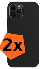 Nomfy Hoesje Geschikt voor iPhone 15 Pro Hoesje Siliconen Cover Case - Hoes Geschikt voor iPhone 15 Pro Hoes Back Case - 2-PACK - Zwart