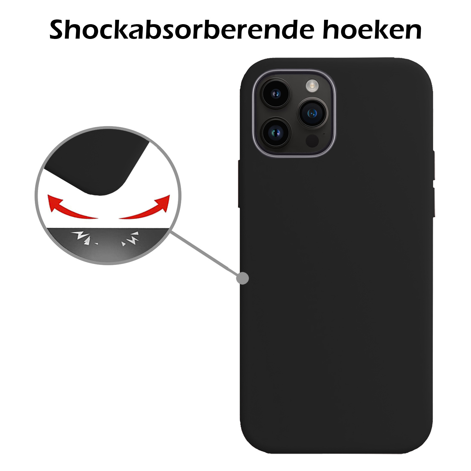 Nomfy Hoesje Geschikt voor iPhone 15 Pro Hoesje Siliconen Cover Case - Hoes Geschikt voor iPhone 15 Pro Hoes Back Case - 2-PACK - Zwart