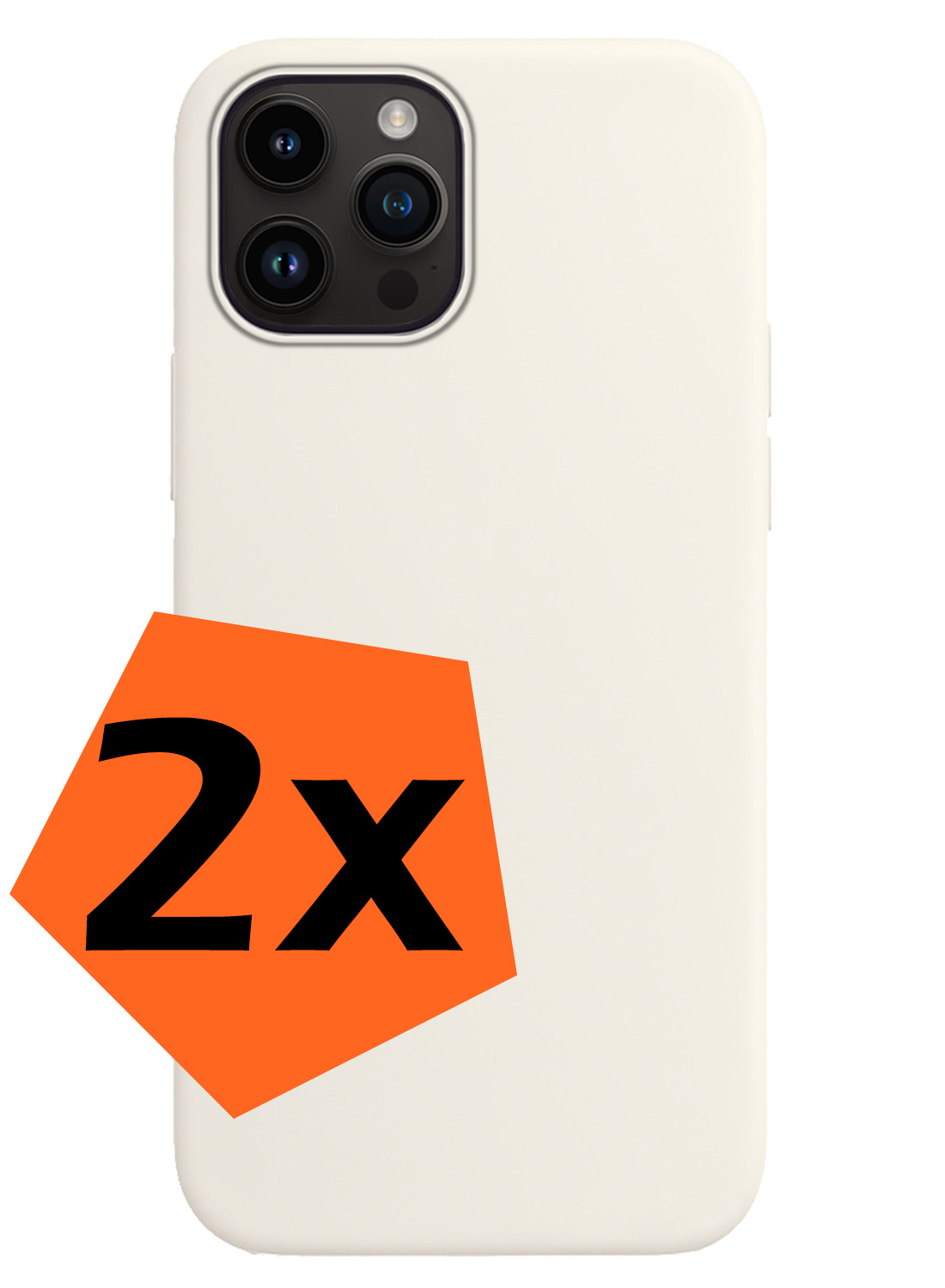 Nomfy Hoesje Geschikt voor iPhone 15 Pro Max Hoesje Siliconen Cover Case - Hoes Geschikt voor iPhone 15 Pro Max Hoes Back Case - 2-PACK - Wit