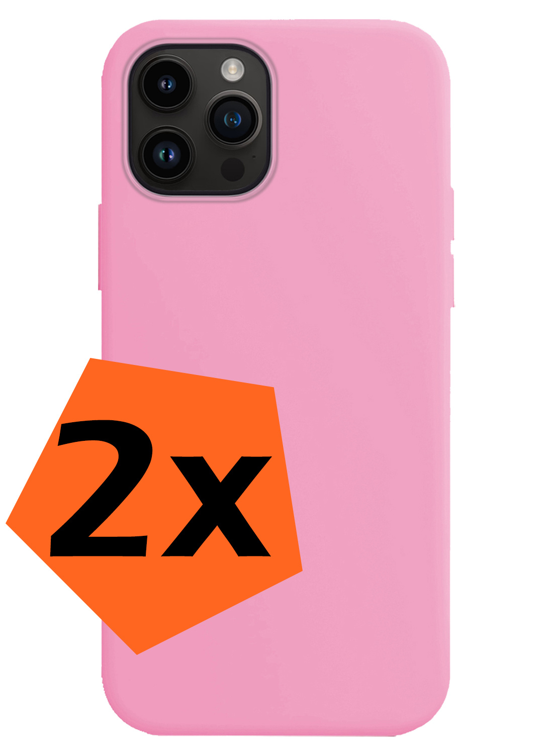Nomfy Hoesje Geschikt voor iPhone 15 Pro Max Hoesje Siliconen Cover Case - Hoes Geschikt voor iPhone 15 Pro Max Hoes Back Case - 2-PACK - Lichtroze