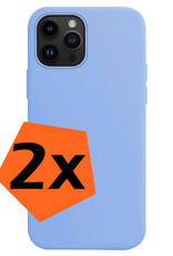 Nomfy Hoesje Geschikt voor iPhone 15 Pro Max Hoesje Siliconen Cover Case - Hoes Geschikt voor iPhone 15 Pro Max Hoes Back Case - 2-PACK - Lichtblauw