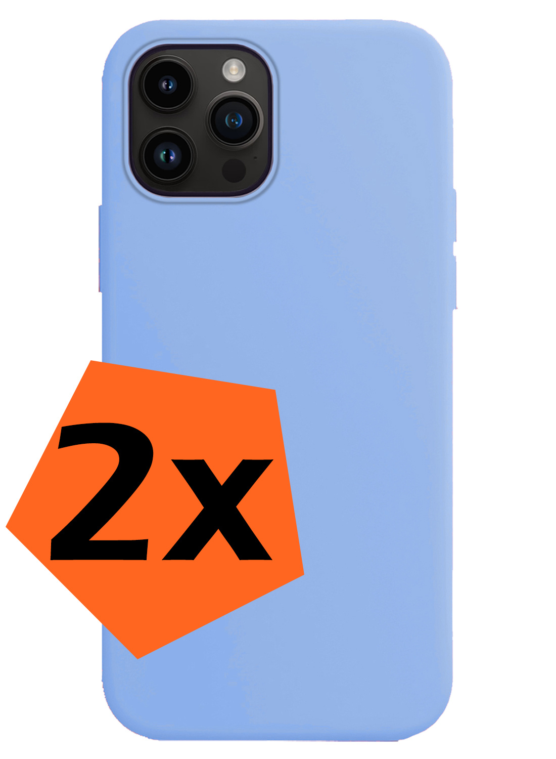 Nomfy Hoesje Geschikt voor iPhone 15 Pro Max Hoesje Siliconen Cover Case - Hoes Geschikt voor iPhone 15 Pro Max Hoes Back Case - 2-PACK - Lichtblauw