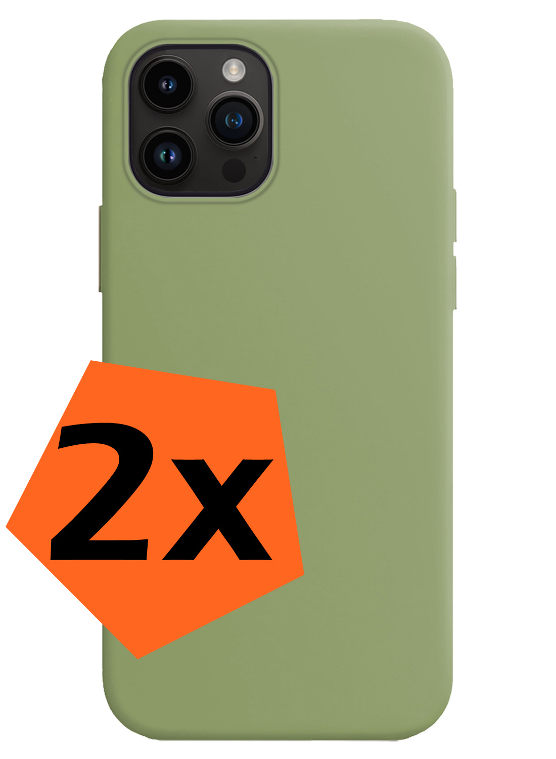 Nomfy Hoesje Geschikt voor iPhone 15 Pro Max Hoesje Siliconen Cover Case - Hoes Geschikt voor iPhone 15 Pro Max Hoes Back Case - 2-PACK - Groen