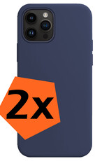 Nomfy Hoesje Geschikt voor iPhone 15 Pro Max Hoesje Siliconen Cover Case - Hoes Geschikt voor iPhone 15 Pro Max Hoes Back Case - 2-PACK - Donkerblauw