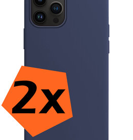 Nomfy Nomfy iPhone 15 Pro Max Hoesje Siliconen - Donkerblauw - 2 PACK
