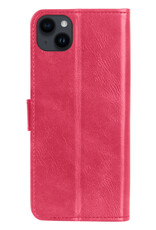 Nomfy Hoesje Geschikt voor iPhone 15 Hoes Bookcase Flipcase Book Cover - Hoes Geschikt voor iPhone 15 Hoesje Book Case - Donkerroze