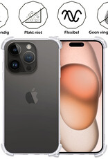 Nomfy Hoesje Geschikt voor iPhone 15 Pro Max Hoesje Shock Proof Cover Case Shockproof Met 2x Screenprotector - Hoes Geschikt voor iPhone 15 Pro Max Hoes Siliconen Back Case - Transparant