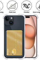Nomfy Hoesje Geschikt voor iPhone 15 Hoesje Pasjeshouder Shockproof Pas Houder Met Screenprotector - Hoesje Geschikt voor iPhone 15 Hoes Met Kaarthouder - Transparant