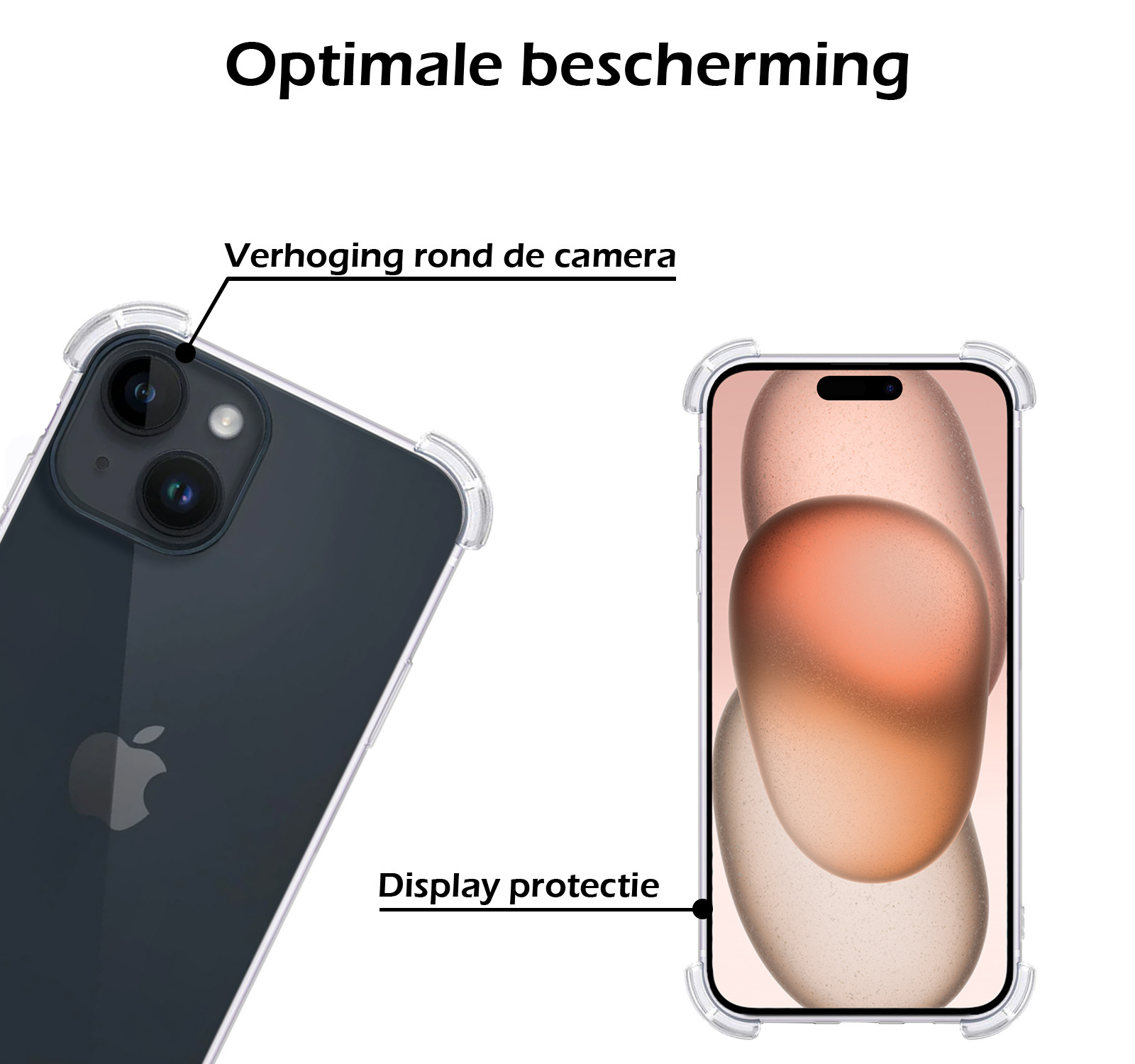 Nomfy Hoesje Geschikt voor iPhone 15 Plus Hoesje Pasjeshouder Shockproof Pas Houder Met 2x Screenprotector - Hoesje Geschikt voor iPhone 15 Plus Hoes Met Kaarthouder - Transparant