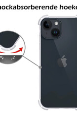 Nomfy Hoesje Geschikt voor iPhone 15 Plus Hoesje Pasjeshouder Shockproof Pas Houder Met 2x Screenprotector - Hoesje Geschikt voor iPhone 15 Plus Hoes Met Kaarthouder - Transparant