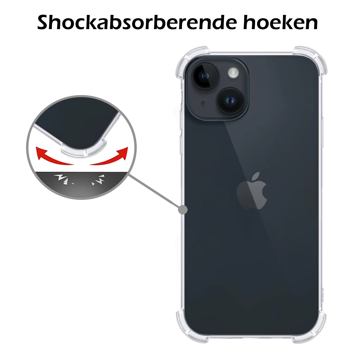 Nomfy Hoesje Geschikt voor iPhone 15 Plus Hoesje Pasjeshouder Shockproof Pas Houder Met 2x Screenprotector - Hoesje Geschikt voor iPhone 15 Plus Hoes Met Kaarthouder - Transparant