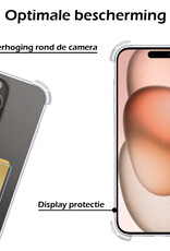 Nomfy Hoesje Geschikt voor iPhone 15 Pro Hoesje Pasjeshouder Shockproof Pas Houder Met 2x Screenprotector - Hoesje Geschikt voor iPhone 15 Pro Hoes Met Kaarthouder - Transparant