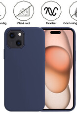 Nomfy Hoesje Geschikt voor iPhone 15 Hoesje Siliconen Cover Case Met Screenprotector - Hoes Geschikt voor iPhone 15 Hoes Back Case - Donkerblauw