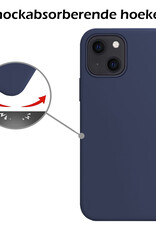 Nomfy Hoesje Geschikt voor iPhone 15 Hoesje Siliconen Cover Case Met Screenprotector - Hoes Geschikt voor iPhone 15 Hoes Back Case - Donkerblauw
