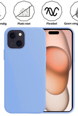 Nomfy Hoesje Geschikt voor iPhone 15 Hoesje Siliconen Cover Case Met Screenprotector - Hoes Geschikt voor iPhone 15 Hoes Back Case - Lichtblauw
